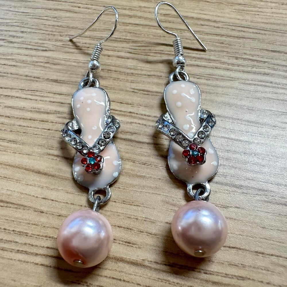 Pink Dangle Flip Flop Earrings